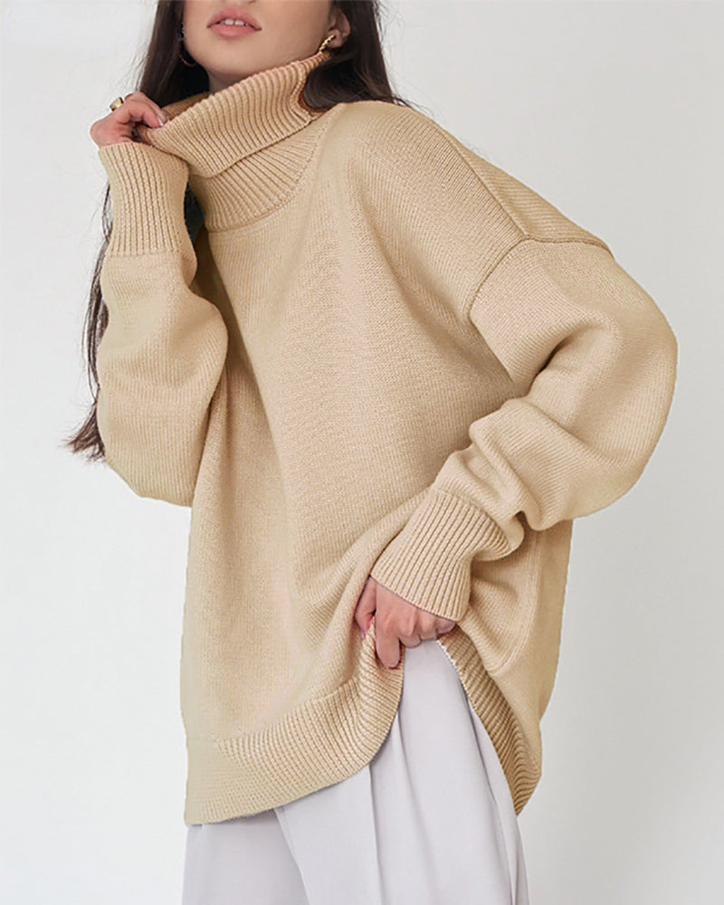 EB | Eleganter Oversized Damen Rollkragenpullover Aus Baumwolle
