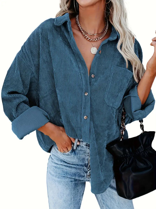 EB | Cordhemd Langarm Bluse für Frauen