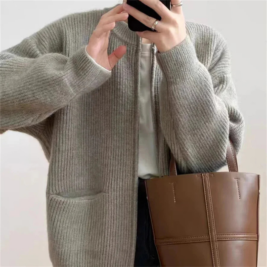 EB | Elegante Plus-Size Damen Zip-Up Cardigan für Komfort