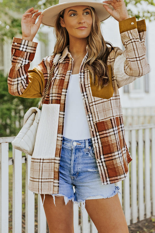 EB | Gitterhemde mit Patchwork-details Baumwollmischung Perfekt für Layering