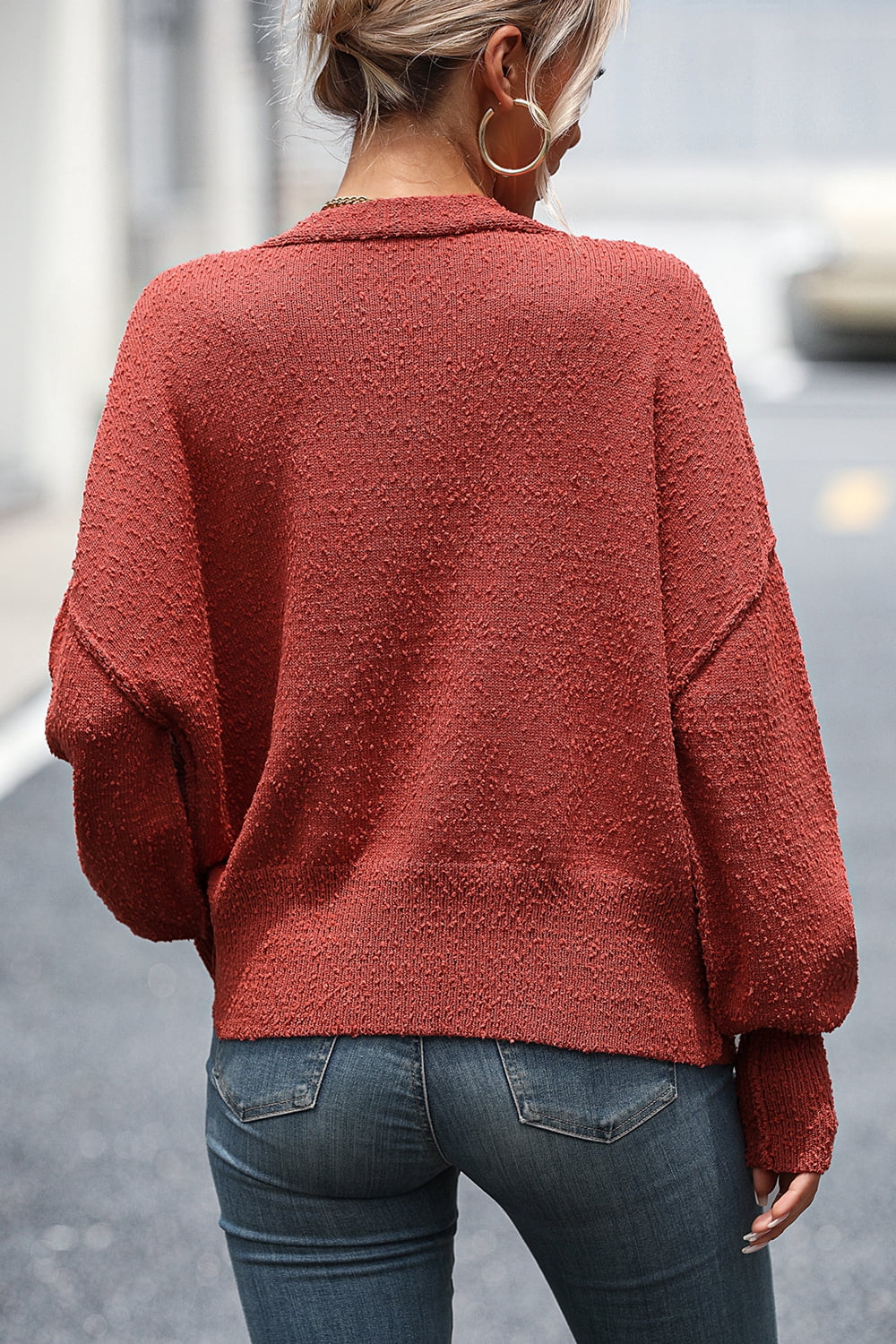 EB | Knopfleiste Cardigan mit fallen Schultern