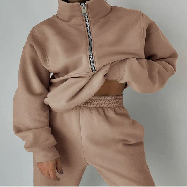 EB | Sweatshirt - Damen Herbst Halb-Zip Trainingsanzug Set