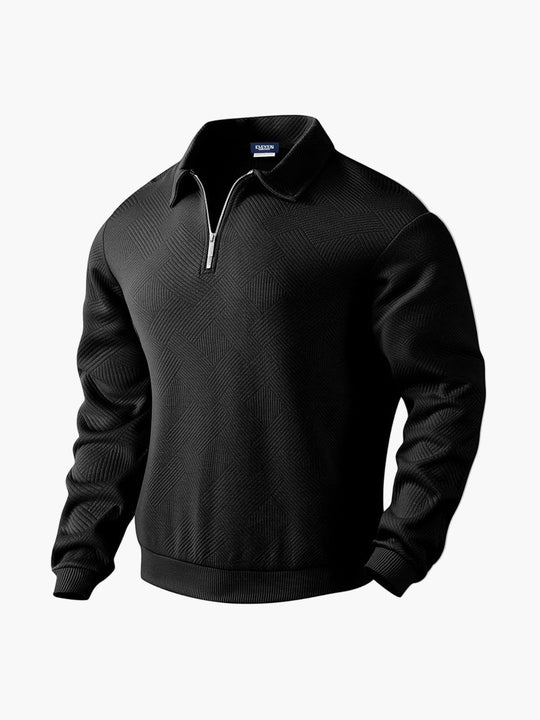 EB | Halb-Zip Pullover mit Strukturmuster - Smart-Casual Stil für Alltag und Büro