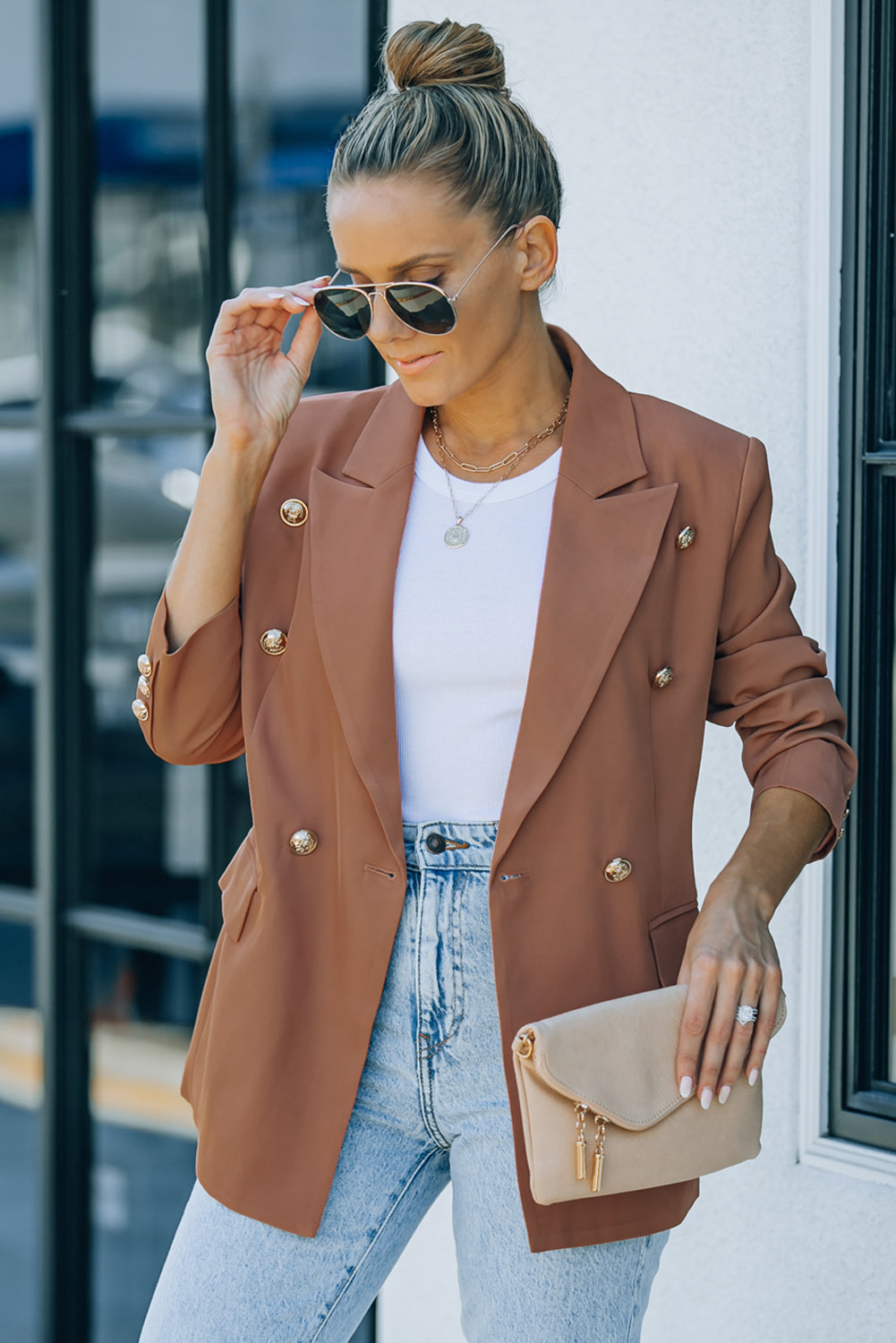 EB | Doppelreiher-Reverskragen Langarm Blazer