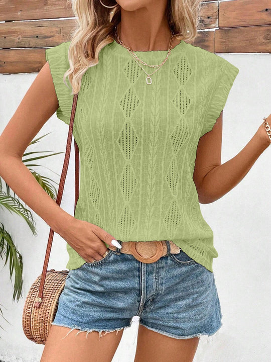 EB | Jacquard kurze Ärmel mit Rundhalsausschnitt
