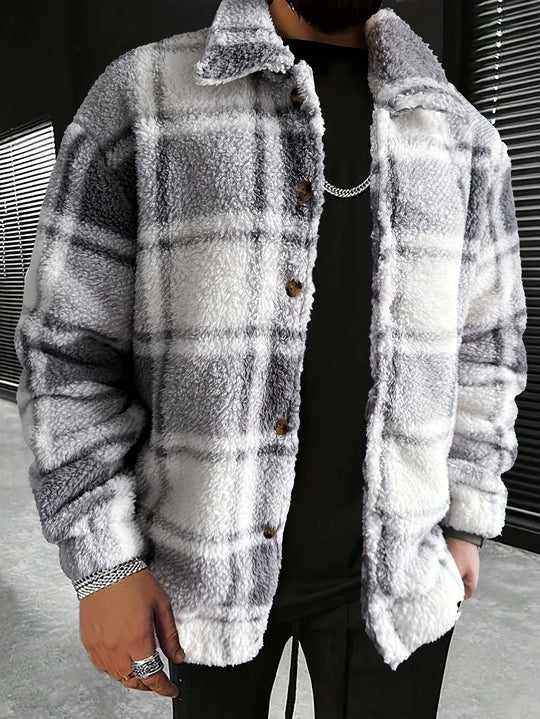 EB | Flanelljacke mit Karomuster und Knopfverschluss Polyesterfleece Warm und Modern