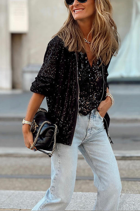 EB | Mode klassische Paillettenjacke