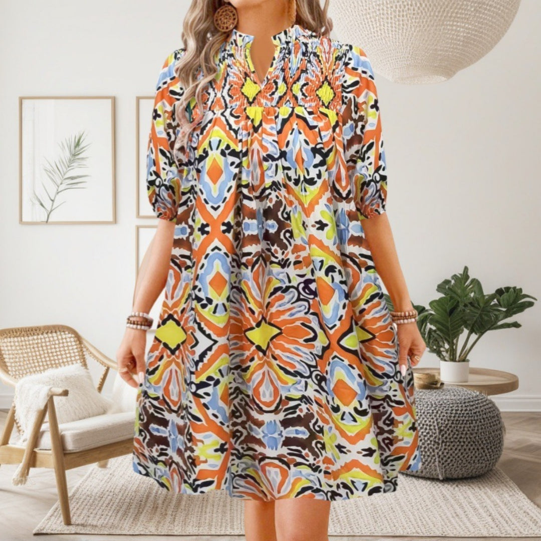 EB | Bohemian Women 's Fashion Bedrucktes Kleid mit V-Ausschnitt