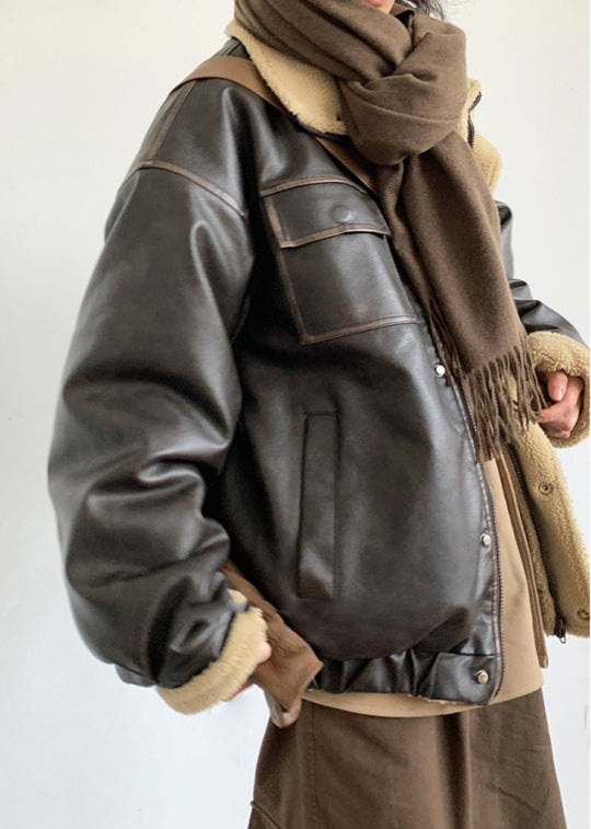 EB | Inspirierte Lammfleece gefütterte Lederjacke – Unisex-Stil