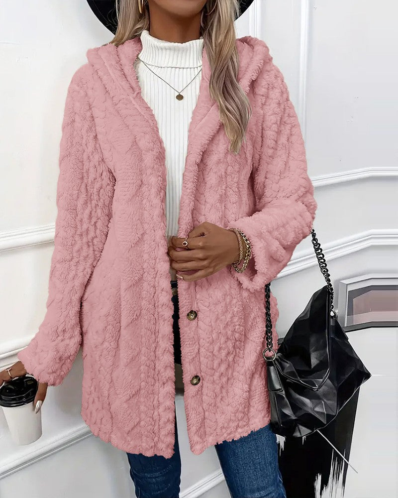 EB | Jacke - Kunstpelz - Lockere Passform - Mit Kapuze und Knopfdetails