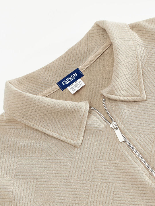 EB | Halb-Zip Pullover mit Strukturmuster - Smart-Casual Stil für Alltag und Büro