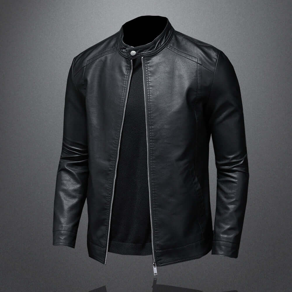 EB | Klassischer Stil Kunstleder Bikerjacke für Männer