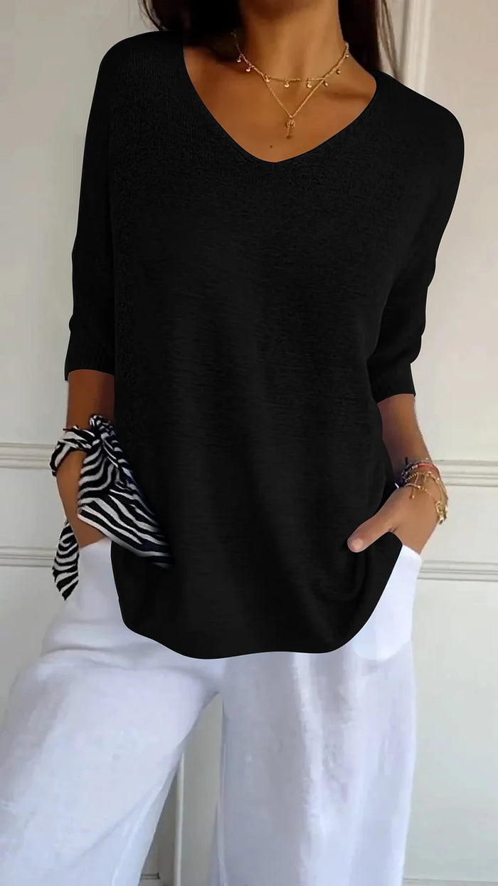 EB | Bequemes Damen Stricktop mit V-Ausschnitt