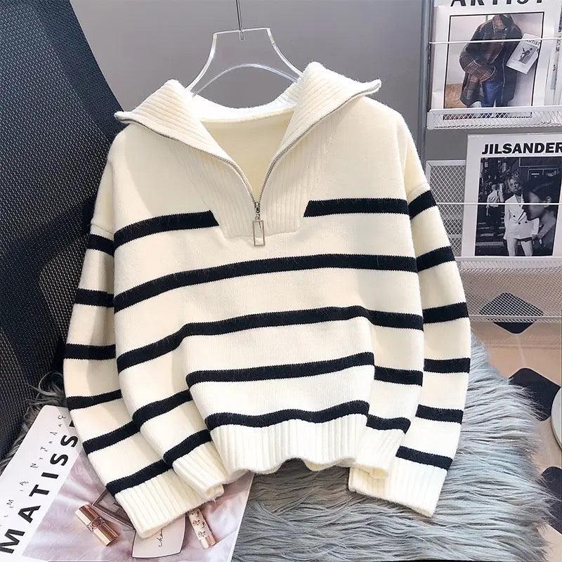 EB | Gestreifter Statement-Pullover mit Kräftigen Farbfeldern