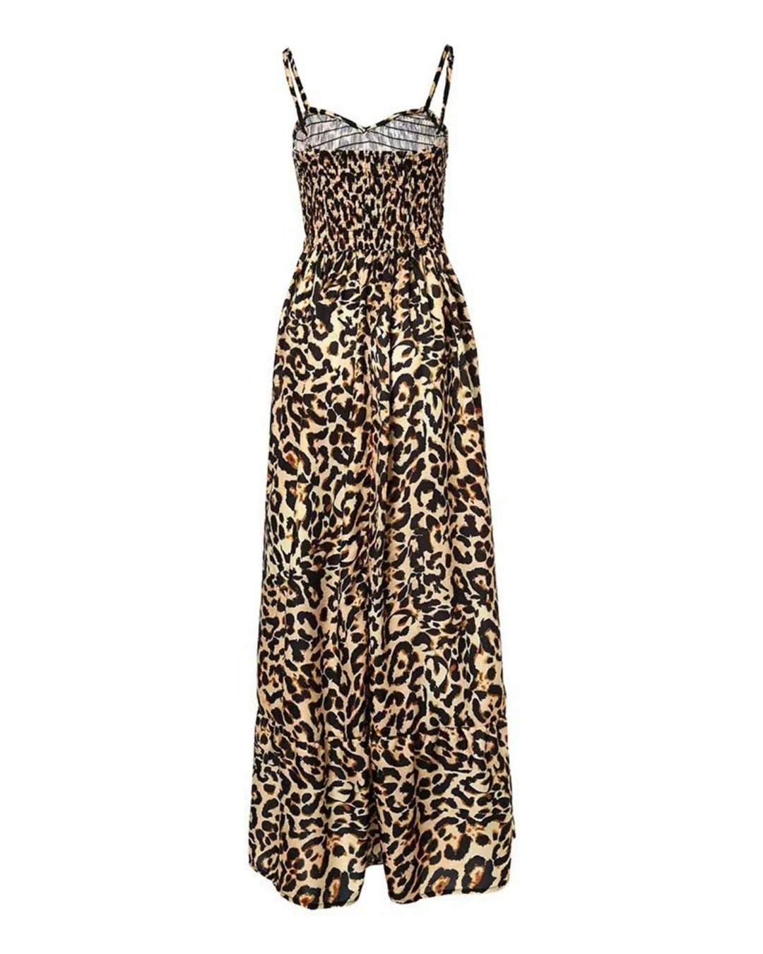 EB | Kleid mit Leopardenmuster und Hosenträgern mit V-Ausschnitt