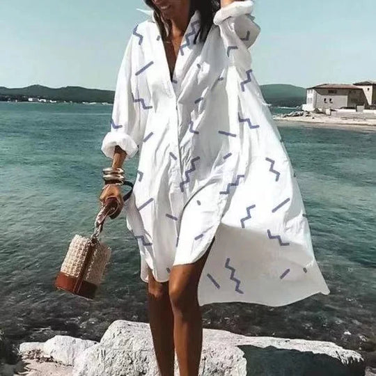 EB | Lässiges Mittellanges Hemdkleid für Frauen
