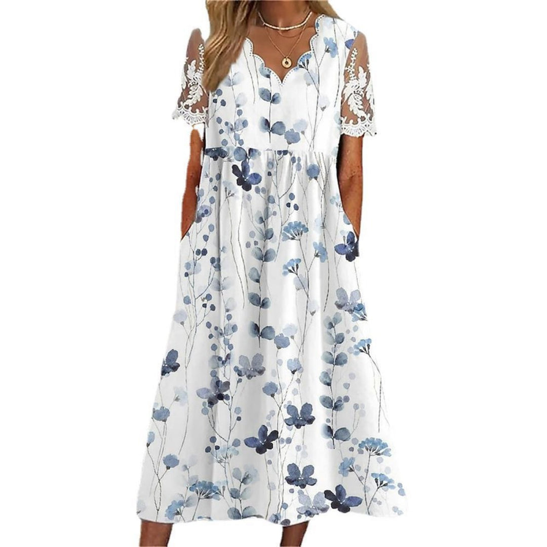 EB | Pendelkleid mit Blumendruck und V-Ausschnitt