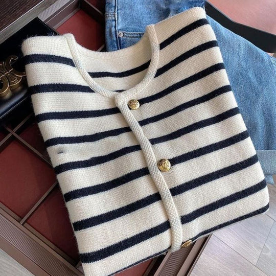 EB | gestreifter Strickpullover für herbstliche Lagenlooks