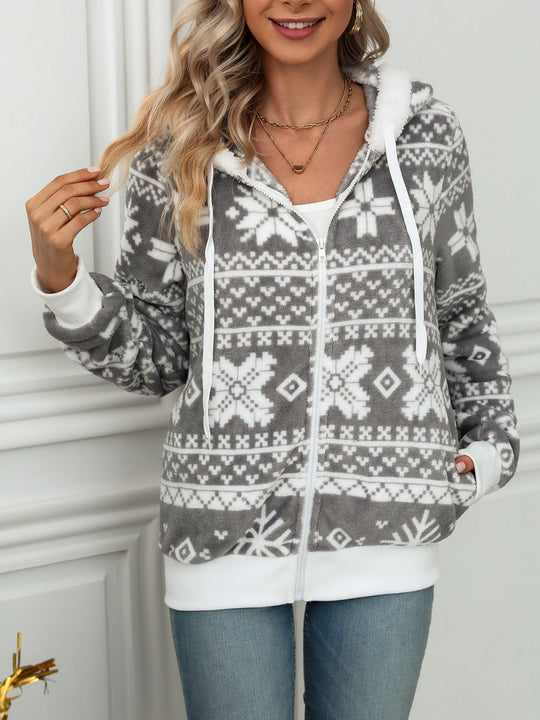 EB | Kapuzenshirt mit Schneeflocken und Kordelzug