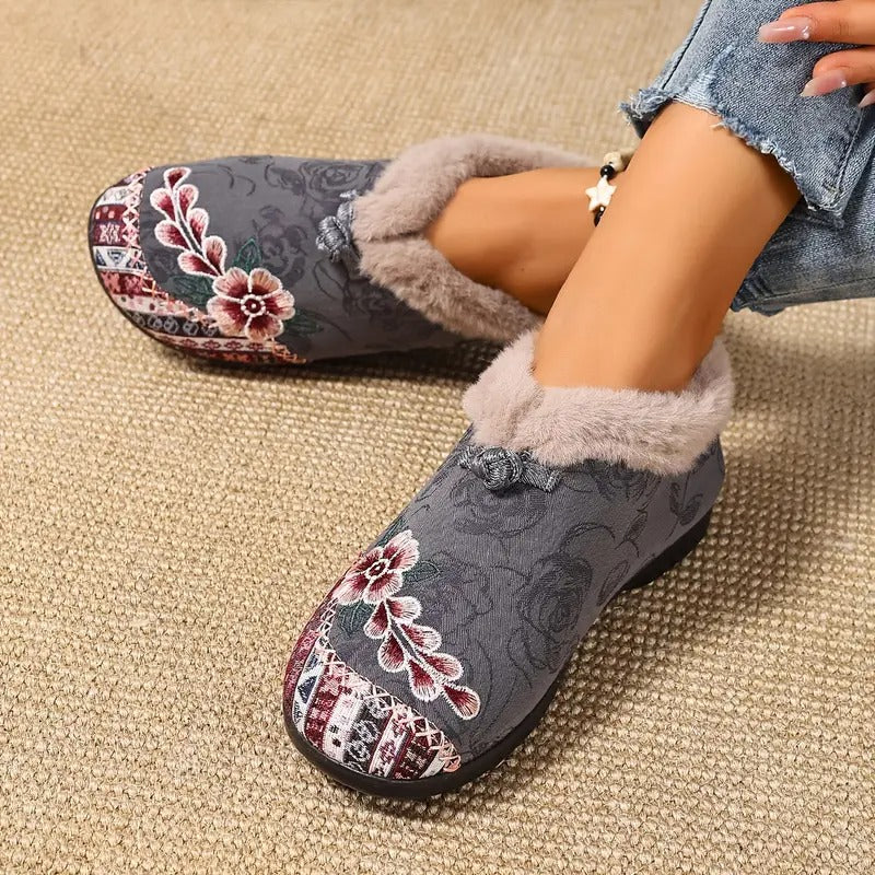 Warme, weiche Schuhe für Damen mit zartem Blumenprint EB EB