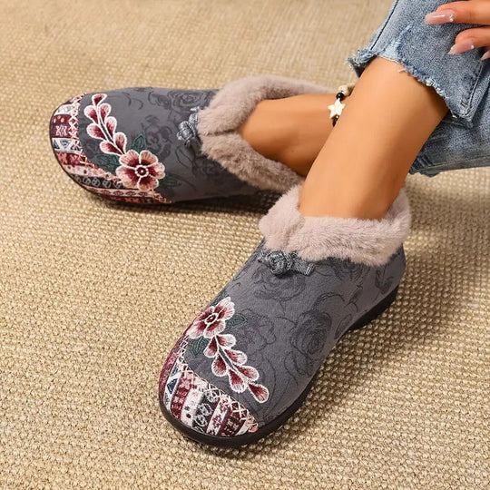 Warme, weiche Schuhe für Damen mit zartem Blumenprint EB EB