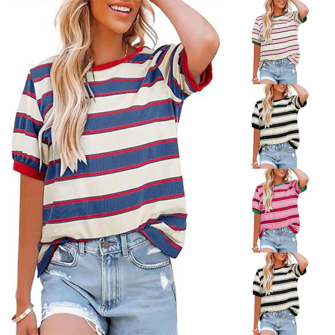EB | Gestreiftes T-Shirt mit Rundhalsausschnitt für Damen