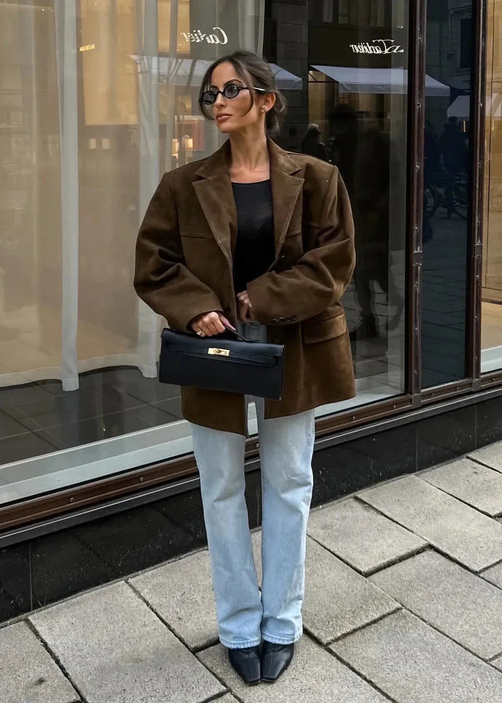 EB | Samt Wildlederjacke mit Retro-Revers