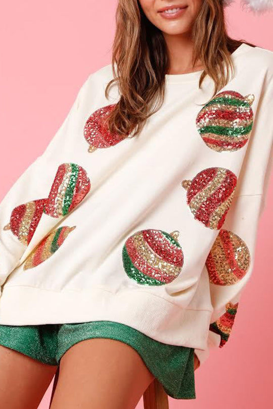 EB | Weihnachts-Ei Pailletten Lässiger Langarm Sweatshirt