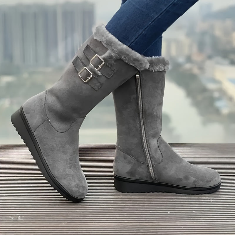 EB | Verstärkte Samt Mittelrohr Schnee Stiefel