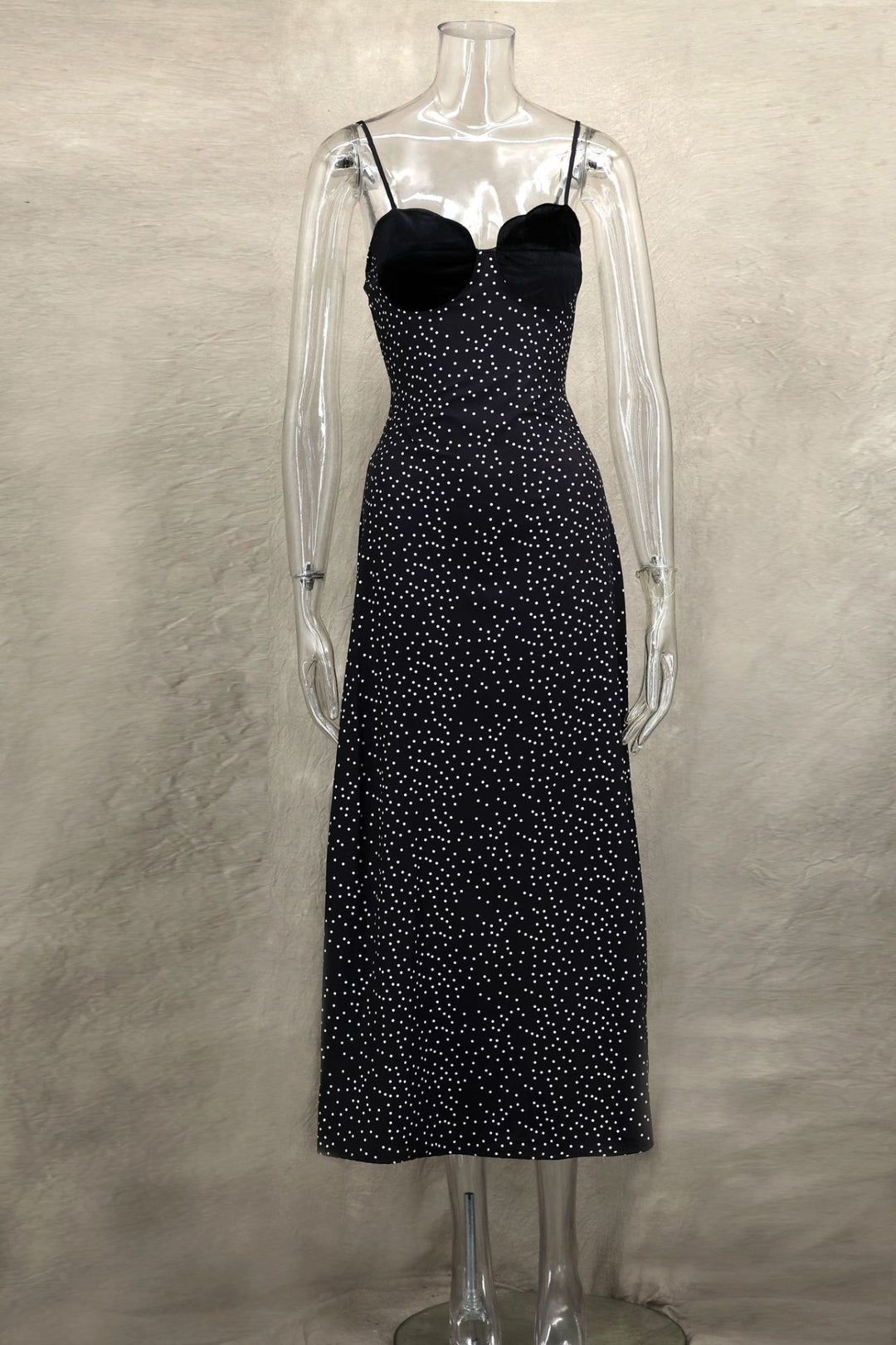 EB | Kontrastfarbenes Kleid mit Polka-Dot-Print