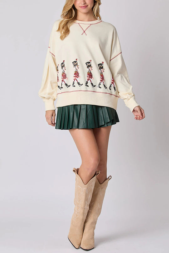 EB | Weihnachts Soldat Pailletten Langarm Freizeit Sweatshirt