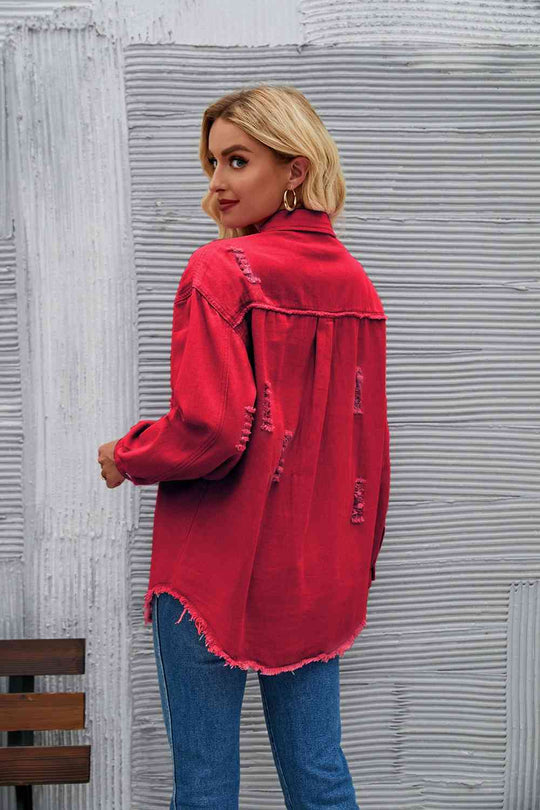 EB | Zerrissene Rohsaum-Denimjacke