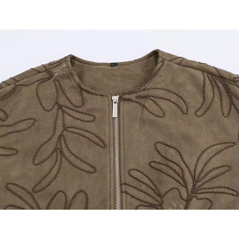 EB | Bomberjacke mit Wildlederstruktur und Stickerei