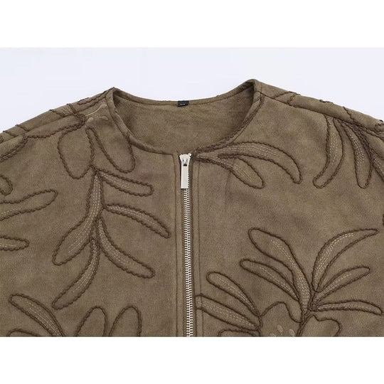 EB | Bomberjacke mit Wildlederstruktur und Stickerei