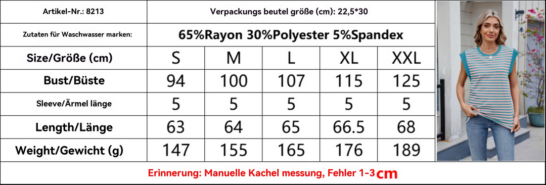 EB | Gestreifte kontrastierende kurze Ärmel