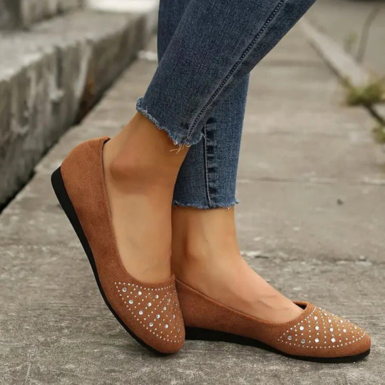 Orthopädische flache Puppenschuhe für Frauen mit Kristall EB EB