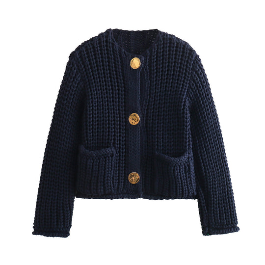EB | Gemütlicher Chic Damenstrickjacke mit Knöpfen und Taschen