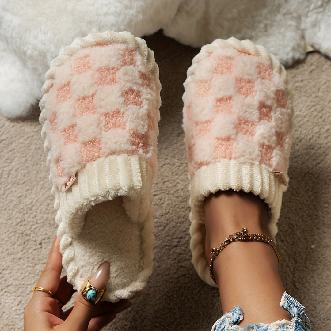 Creme Flauschige Damen Pantoffeln EB