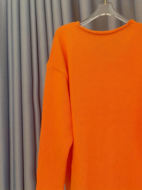 EB | Damen Oversize-Pullover mit V-Ausschnitt & Muster