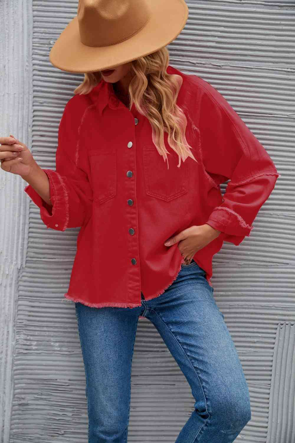 EB | Raw Hem Kragen Denimjacke