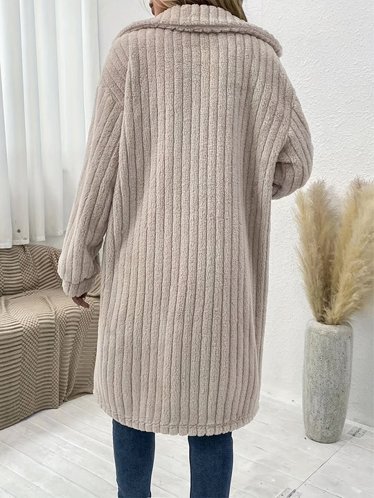 EB | Lange, Weiche Samtjacke mit Knöpfen Polyester Warm und Bequem
