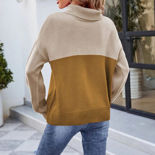 EB | Zweifarbiger Strickpullover Acryl Luxuriös, Stilvoll