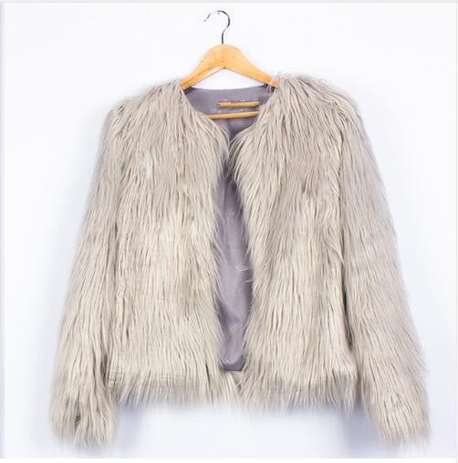 Damen Kunstfelljacke mit voluminösen Ärmel und lässigem Schnitt EB