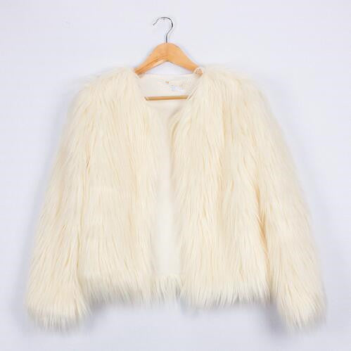 Damen Kunstfelljacke mit voluminösen Ärmel und lässigem Schnitt EB