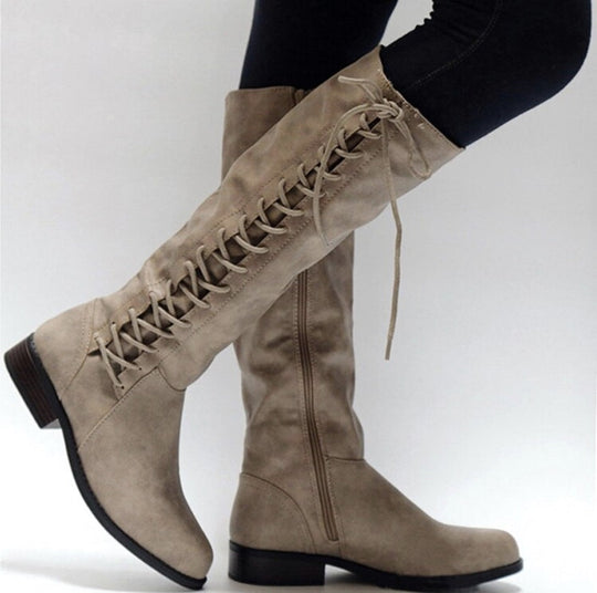 Elegante Hohe Damenstiefel mit Schnürdetails EB