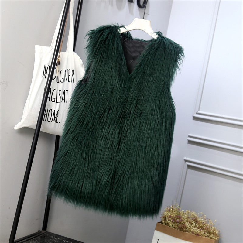 Damen Modische Kunstfell-Weste im trendigen Oversized-Schnitt EB