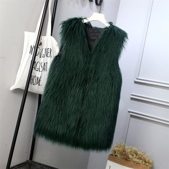 Damen Modische Kunstfell-Weste im trendigen Oversized-Schnitt EB