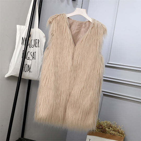 Damen Modische Kunstfell-Weste im trendigen Oversized-Schnitt EB