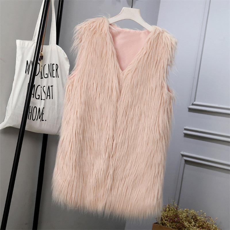 Damen Modische Kunstfell-Weste im trendigen Oversized-Schnitt EB