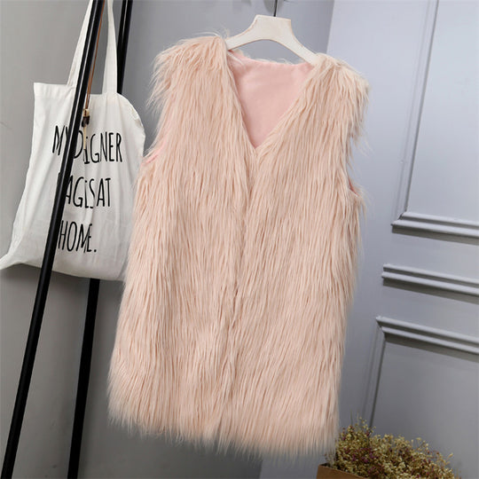 Damen Modische Kunstfell-Weste im trendigen Oversized-Schnitt EB